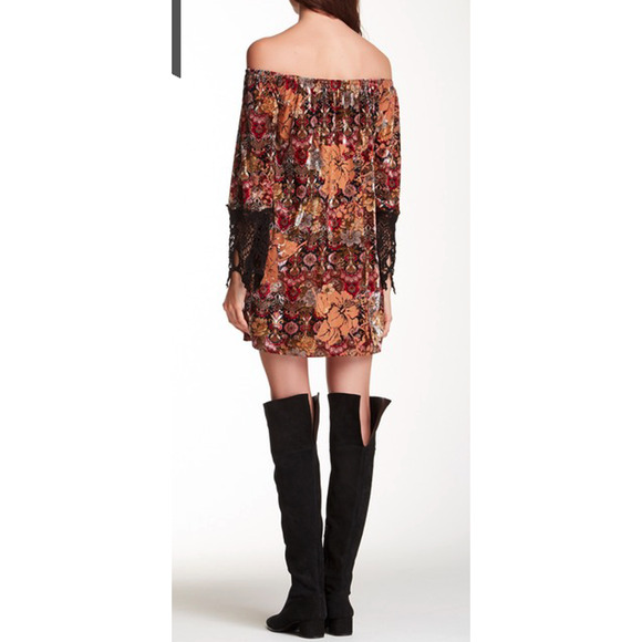 NEW~ VOOM by Joy Han Burnout Velvet Velour Off-The-Shoulder Dress ~ S - Picture 2 of 6